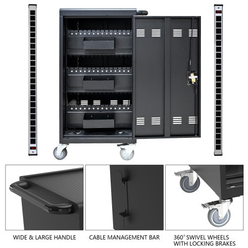 Mobile Charging Cart And Cabinet For Tablets Laptops 45-Device