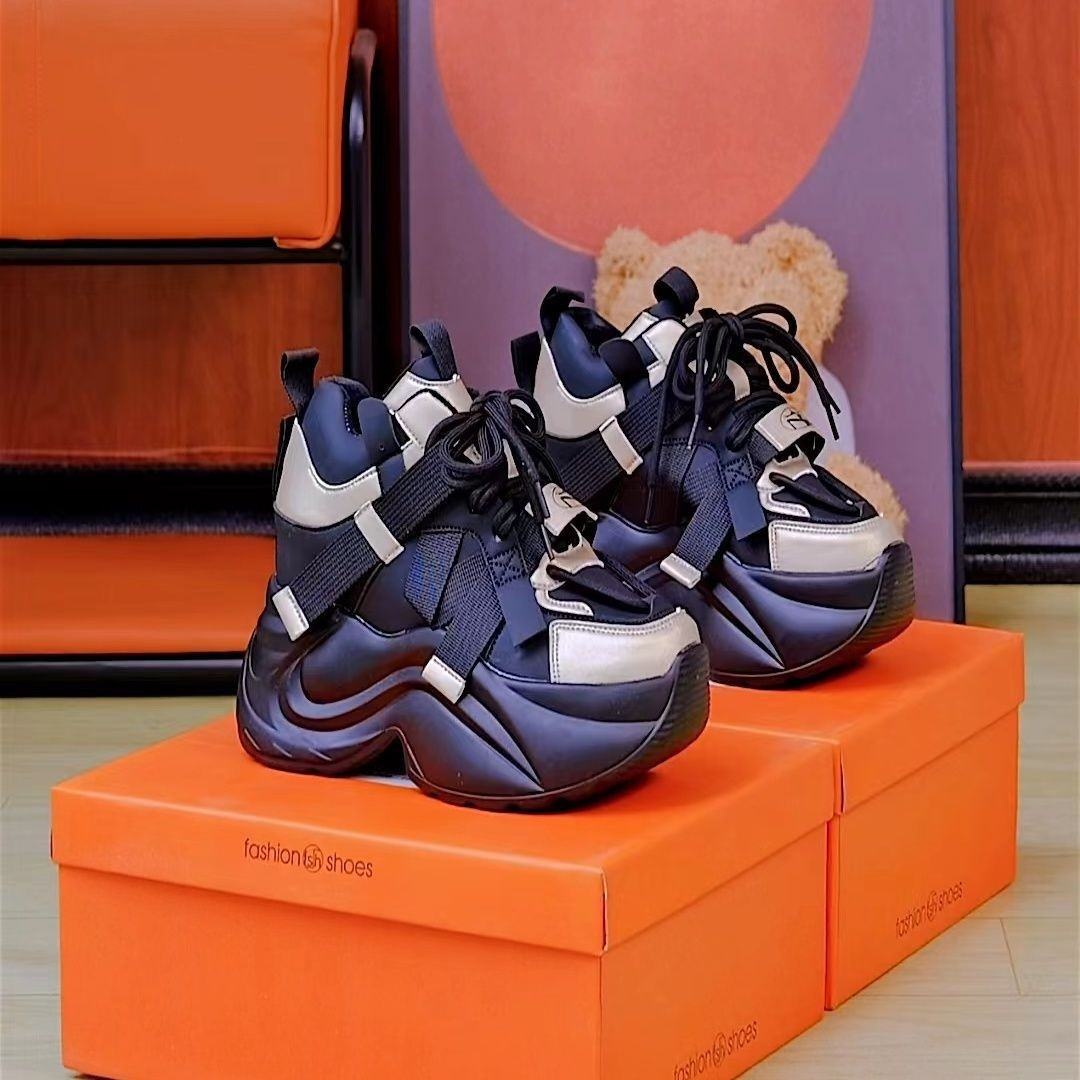 Korean-style Versatile Color-block High-heeled Casual Sports Womens Shoes