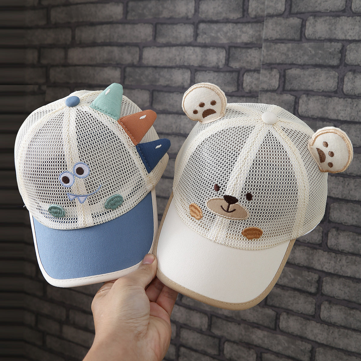 Children's Hats - Summer Boys And Girls Cartoon Ear Mesh Breathable Baseball Caps - Baby Outdoor Sun Protection Beanie Hats