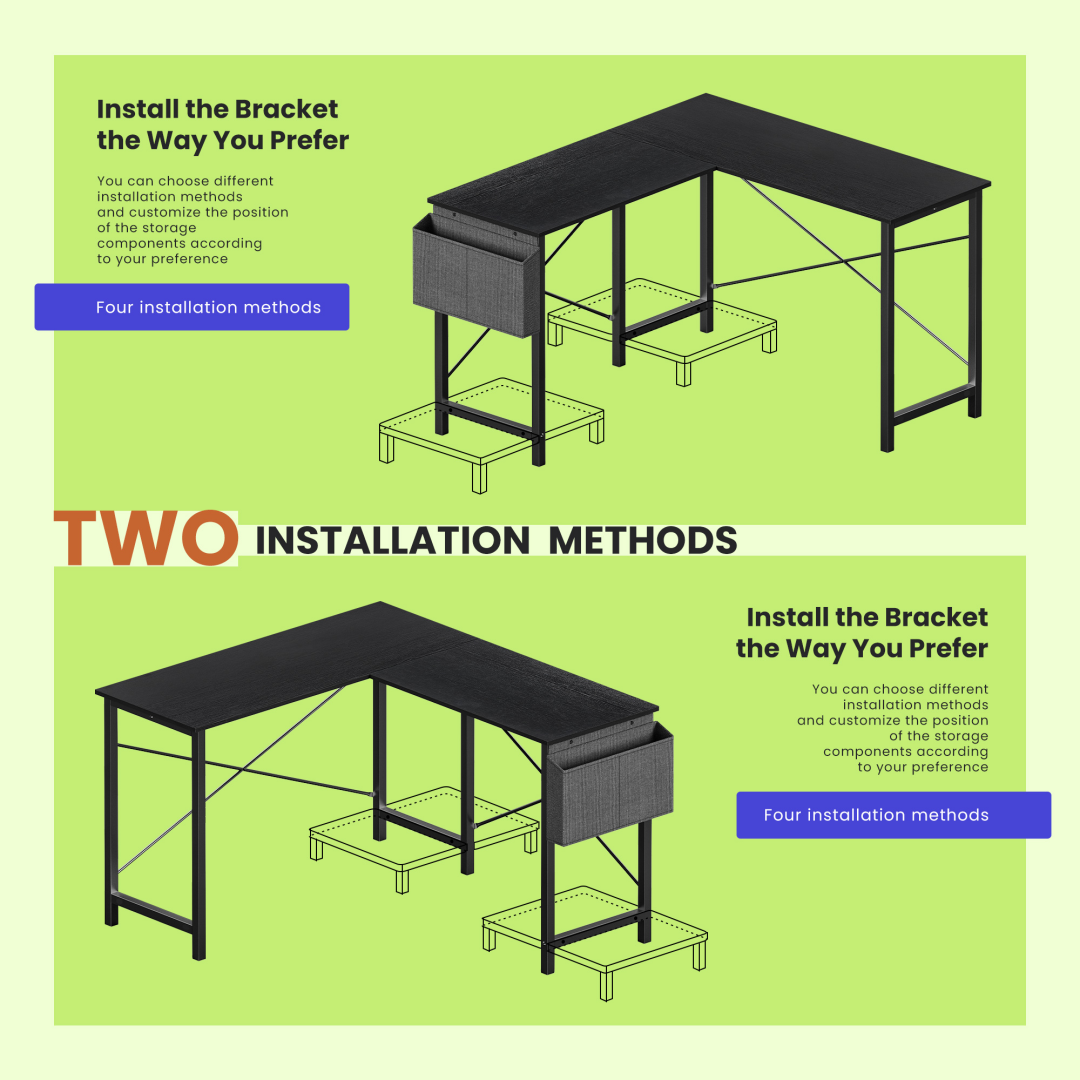 49-Inch L Shaped Desk - Computer Desk Corner Desks Gaming Desk PC Table, With CPU Stand Side Bag For Home Office Dorm Sturdy Writing Workstation