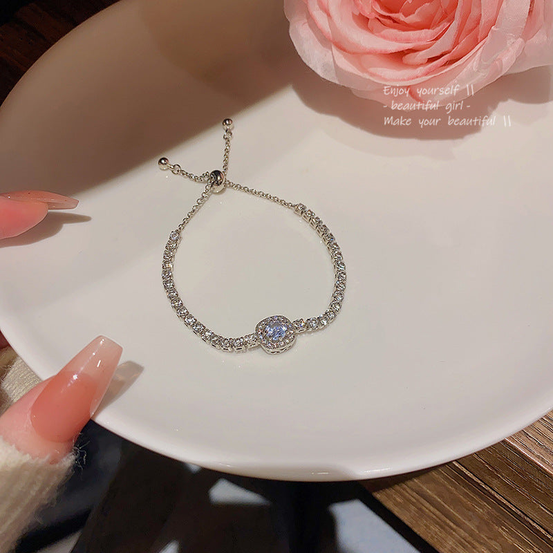 Exquisite Full Zircon Bracelet For Women, Light Luxury Niche Design, Square Zircon Bangle, Gift For & Best Sisters Jewelry