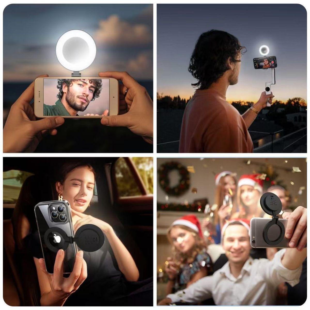 LED Mini Magnetic Phone Fill Light Tempered Glass Makeup Mirror