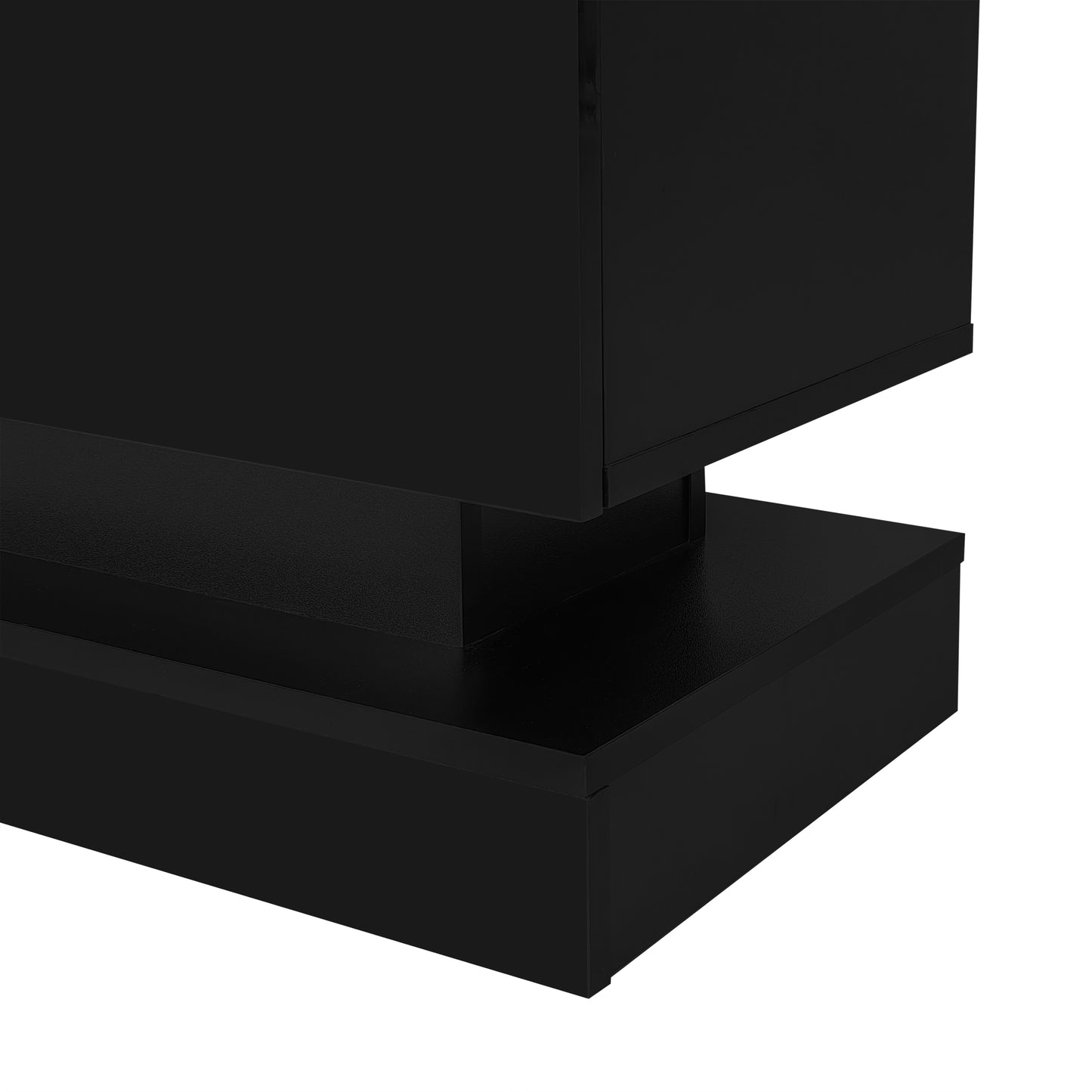160x35x40.5cm Black High Gloss TV Stand With LED Lighting, 2 Drawers, Application Control, Anti-Tilt Design, Suitable For 60 Inch TV, TV Cabinets, TV Lowboard