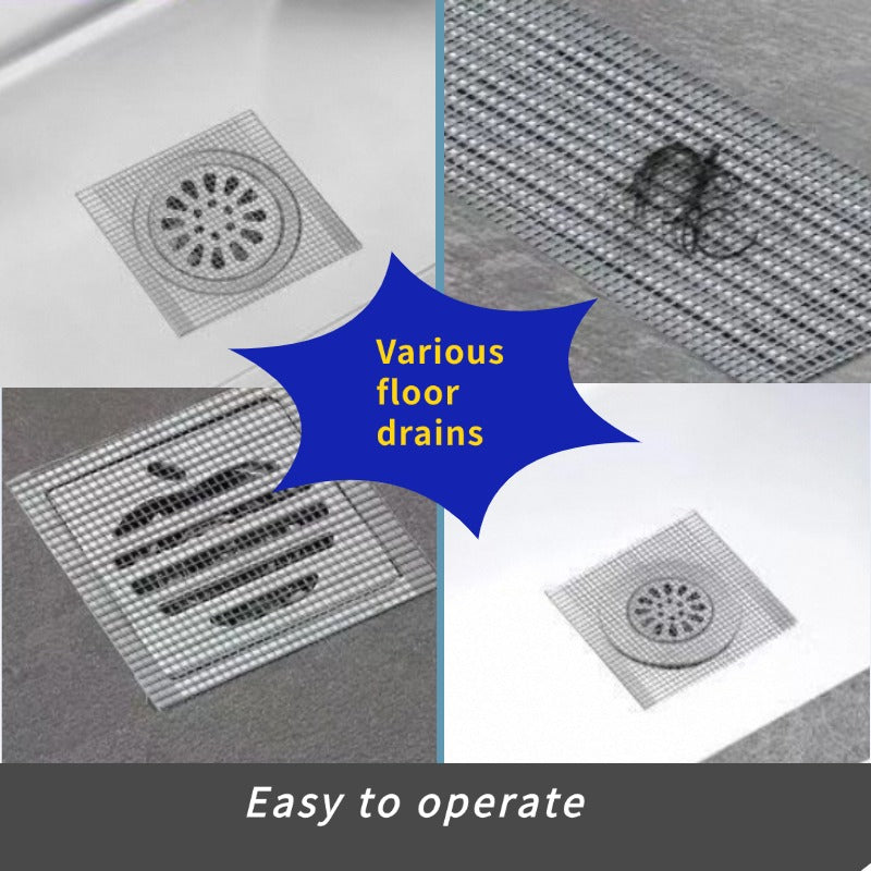 2-Pack 5cm X 7m Bathroom Drain Hair Catcher, Waterproof Shower Floor Mesh Tape, Kitchen Sink Strainer Sticker, Insect Clog Prevention