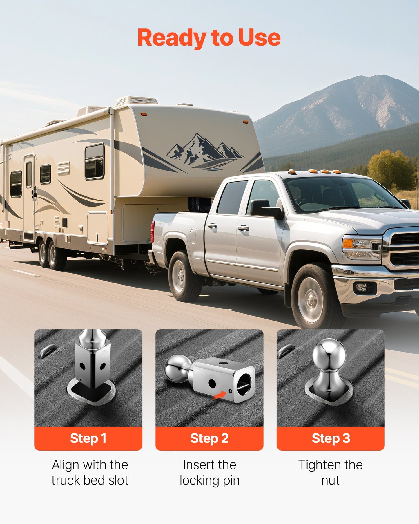 Gooseneck Ball Hitch, Compatible With 2-5/16 Inch Hitch Replacement Ball, Gooseneck Trailer Hitch Up To 30,000 Lbs Load Capacity, Fit Off-road Rescue, RV Towing & Industrial Equipment Transport