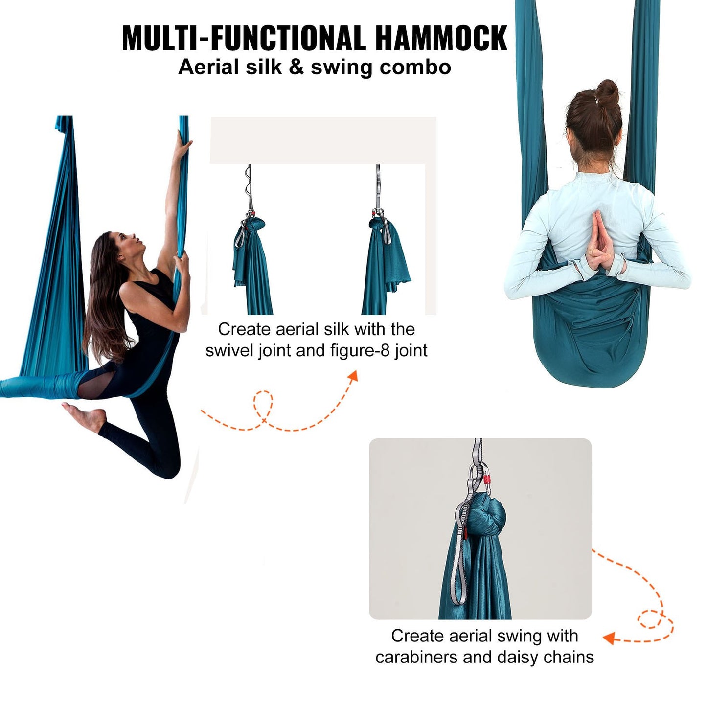 Aerial Yoga Hammock & Swing, 5.5 Yards, Aerial Yoga Starter Kit With 100gsm Nylon Fabric, Full Rigging Hardware & Easy Set-up Guide, Antigravity Flying For All Levels Fitness Bodybuilding, Green