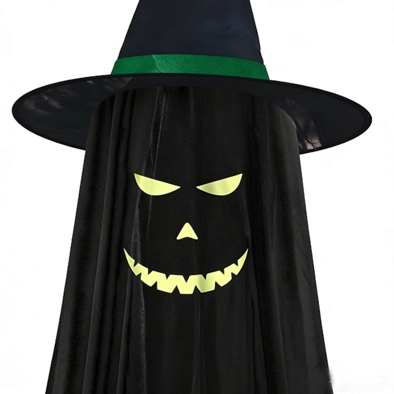 Halloween Glow-in-the-Dark Wizard Hat Ghost Pendant Outdoor Yard Decoration Scene Atmosphere Door Hanging
