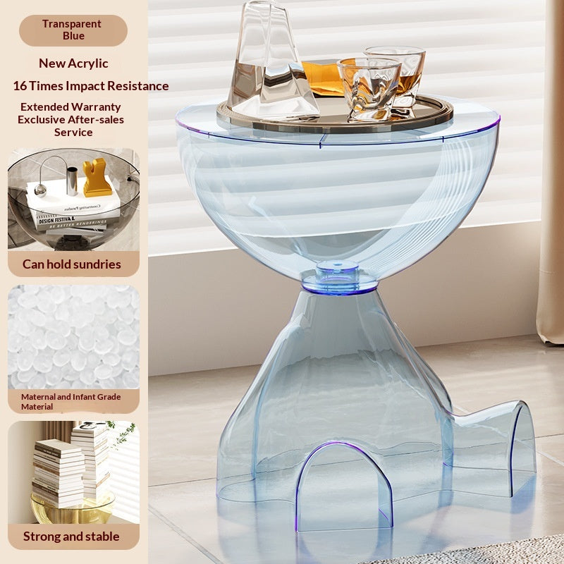Transparent Floor-to-ceiling Teddy Bear Sofa Living Room Mobile Bedside Table Small Internet-famous Coffee Table