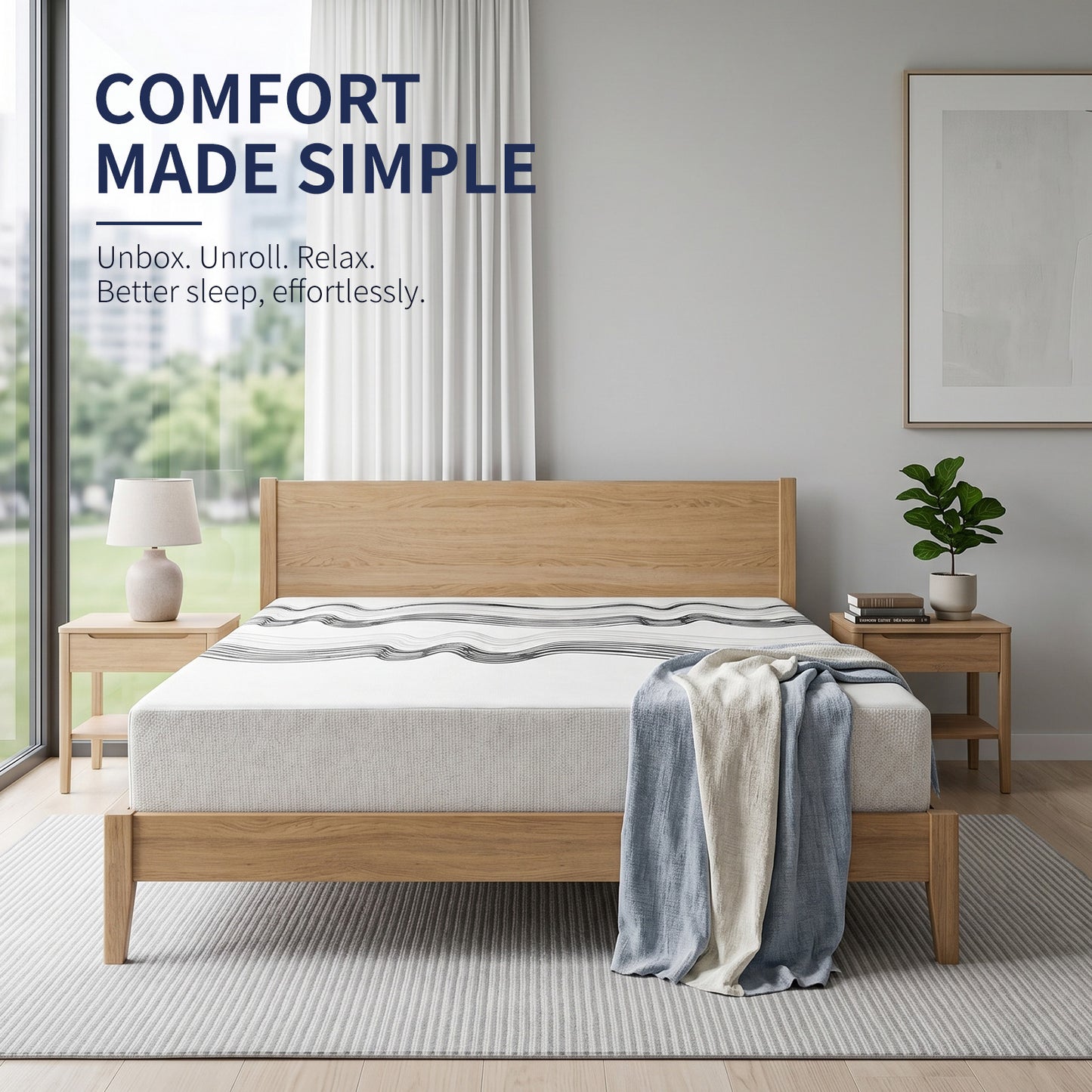 King Size Memory Foam Mattress 12 Inch King Mattress For Cooling Night Sleep Comfort Support Ink Painting
