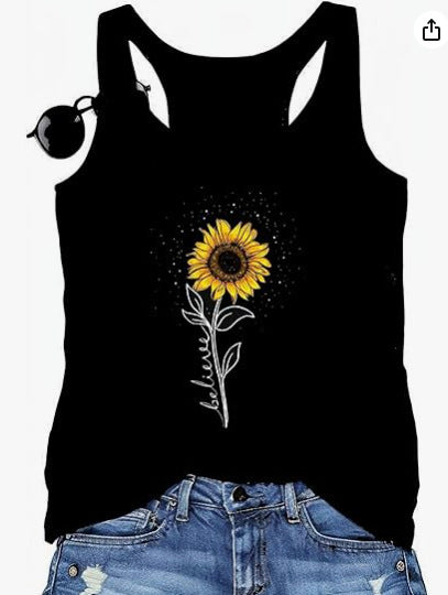 3D-printed Sleeveless European-size Trendy Fashion T-shirt Womens Tank Top