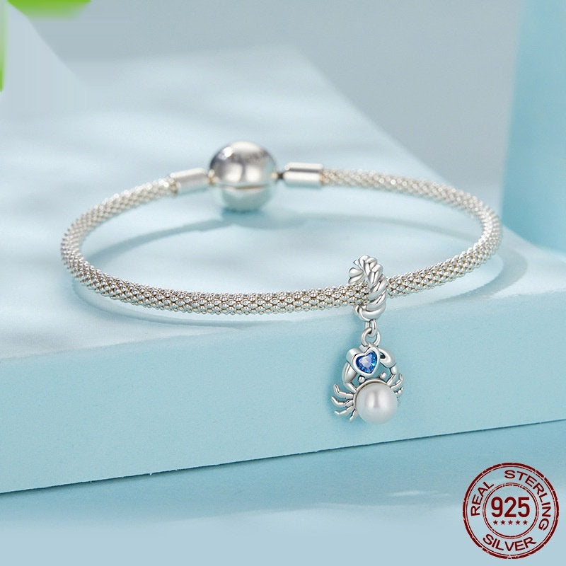 Crab Pearl Pendant S925 Silver Bead Accessories