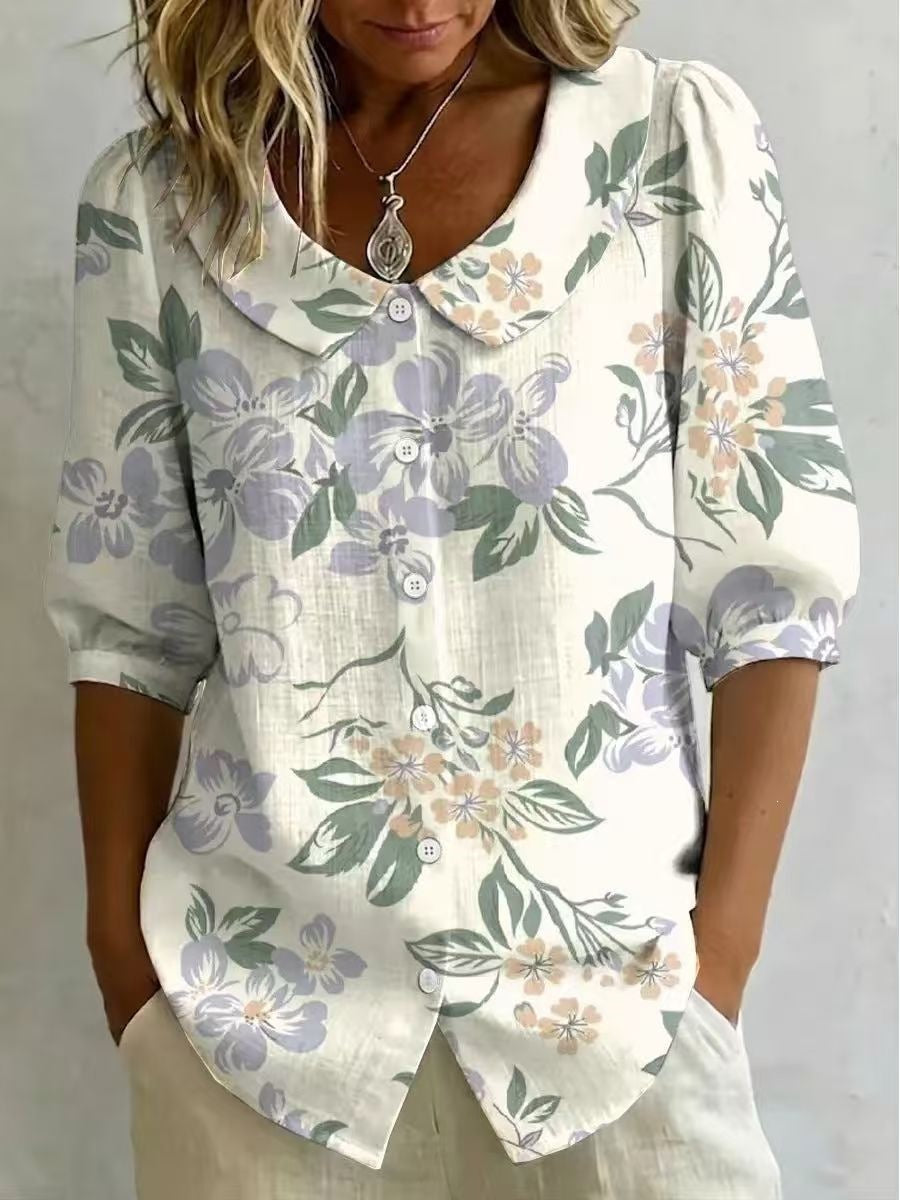Womens Casual Fashion Printed Short-sleeve Top