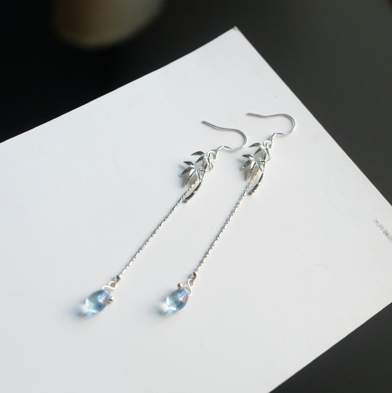 Original Design Bamboo Branch Raindrop Ear Accessories S925 Tremella Hook Bamboo Cooling Sense Ear Clip