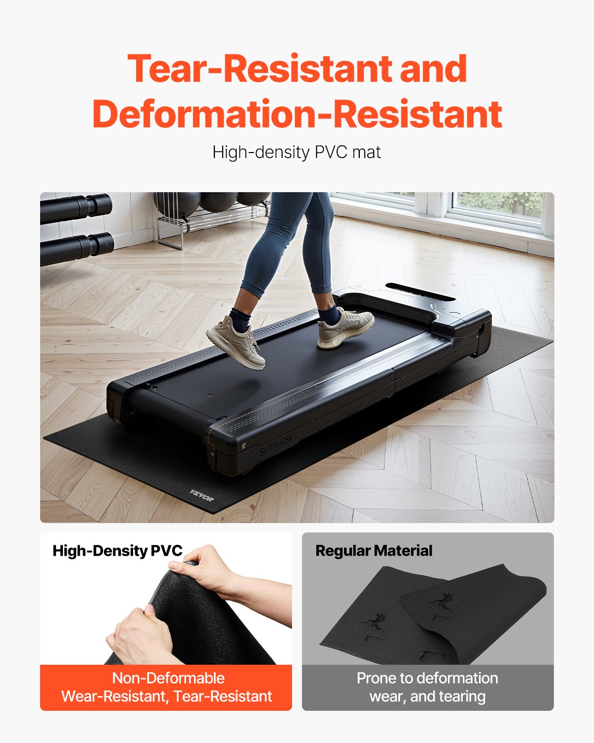 Treadmill Mat For Carpet Floor, 1-4in Thick, 30in X 60in Exercise Equipment Mat For Treadmills, Stationary & Recumbent Bikes, High Density PVC Floor Protector, Waterproof And Non-slip For Home Gym