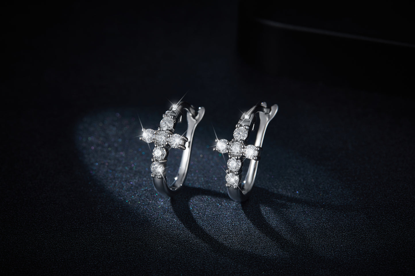 S925 Sterling Silver Cross Hoop Earrings For Women Moissanite Christian Jewelry With GRA Certificate Platinum Plated Gift Box Set