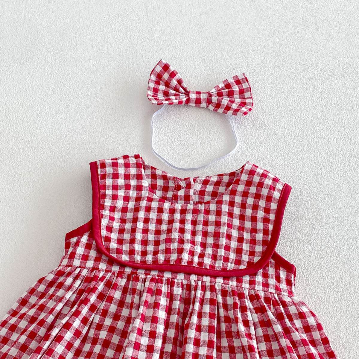Korean-style Baby Embroidered Mushroom-Check Dress