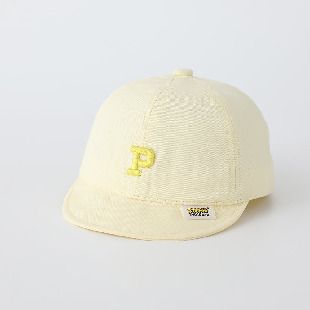 Children's Solid-color Letter P Three-dimensional Embroidered Adjustable Simple And Trendy Soft-brim Baseball Cap Suitable For Outdoor Outings