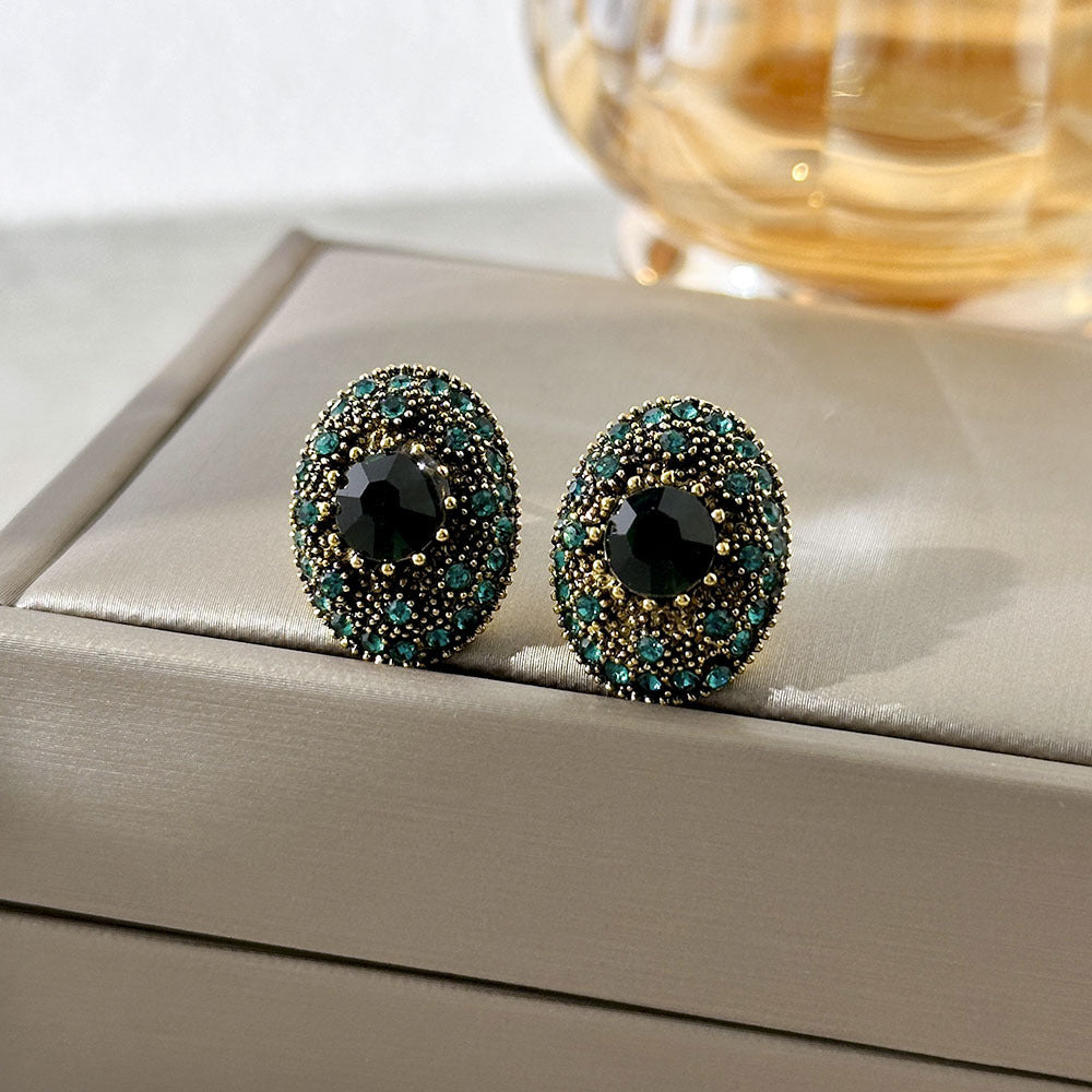 Vintage Niche Floral Earrings - Enamel Retro Premium Studs, Light Luxury High-End Versatile Ear Jewelry