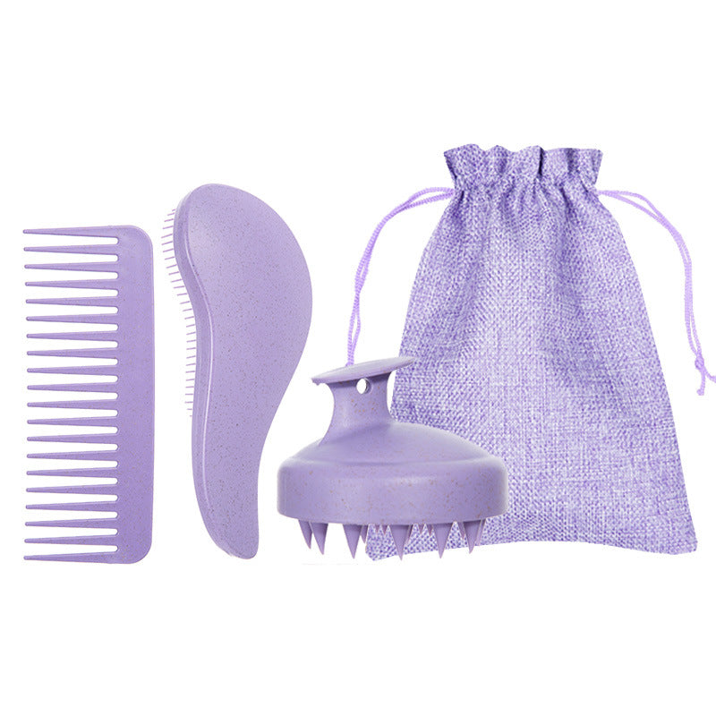 Wheat Straw Straight Hair Comb Five-Piece Styling Set