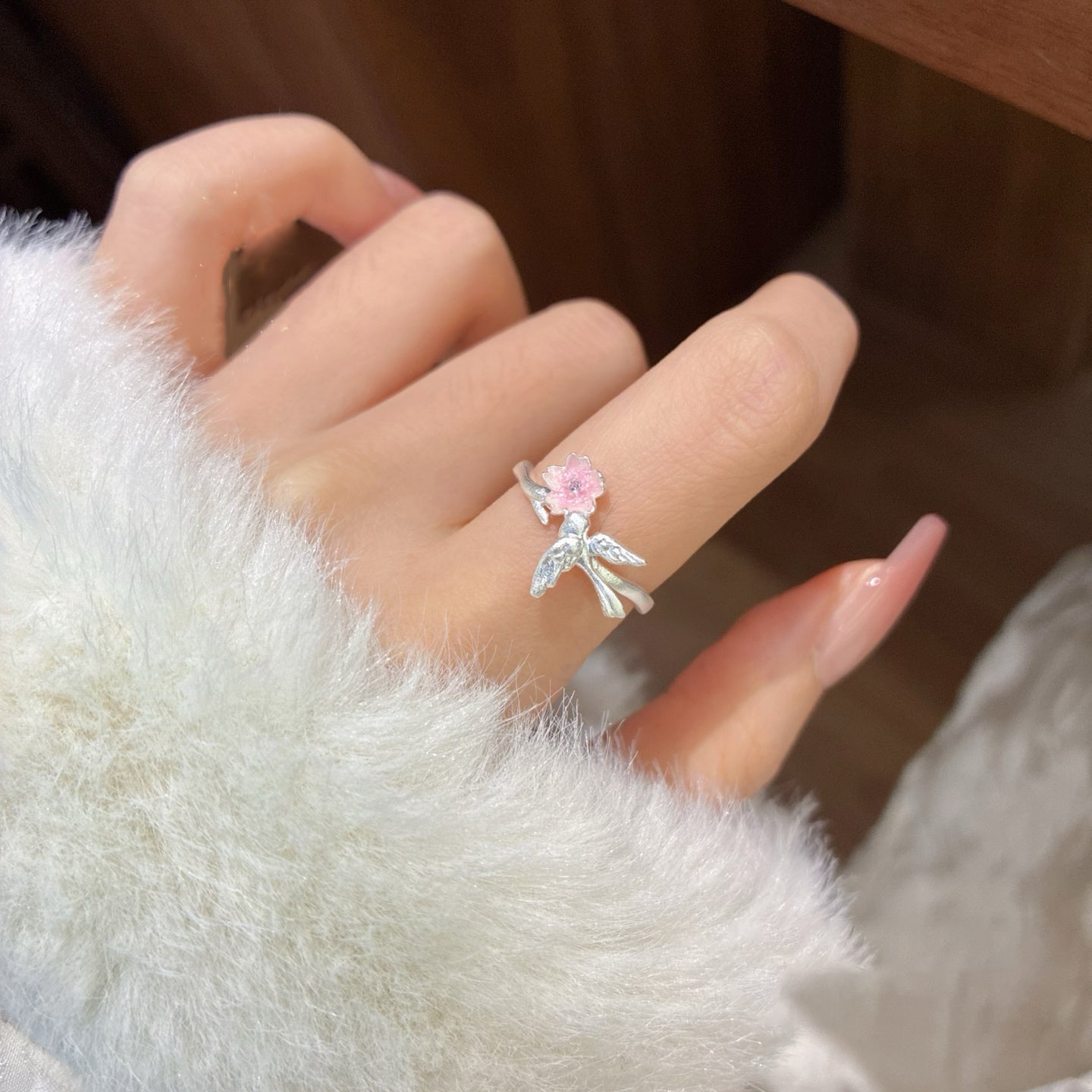 1pcs 999.9 Sterling Silver Micro-Inlaid Enamel Swallow Ring, Luxury Elegant Style, Ideal For Birthdays & Holiday Gifts
