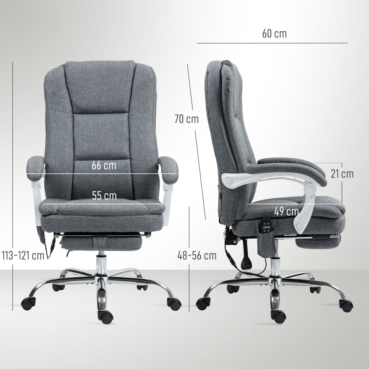 Six-Point Office Massage Chair, With Heat - Grey