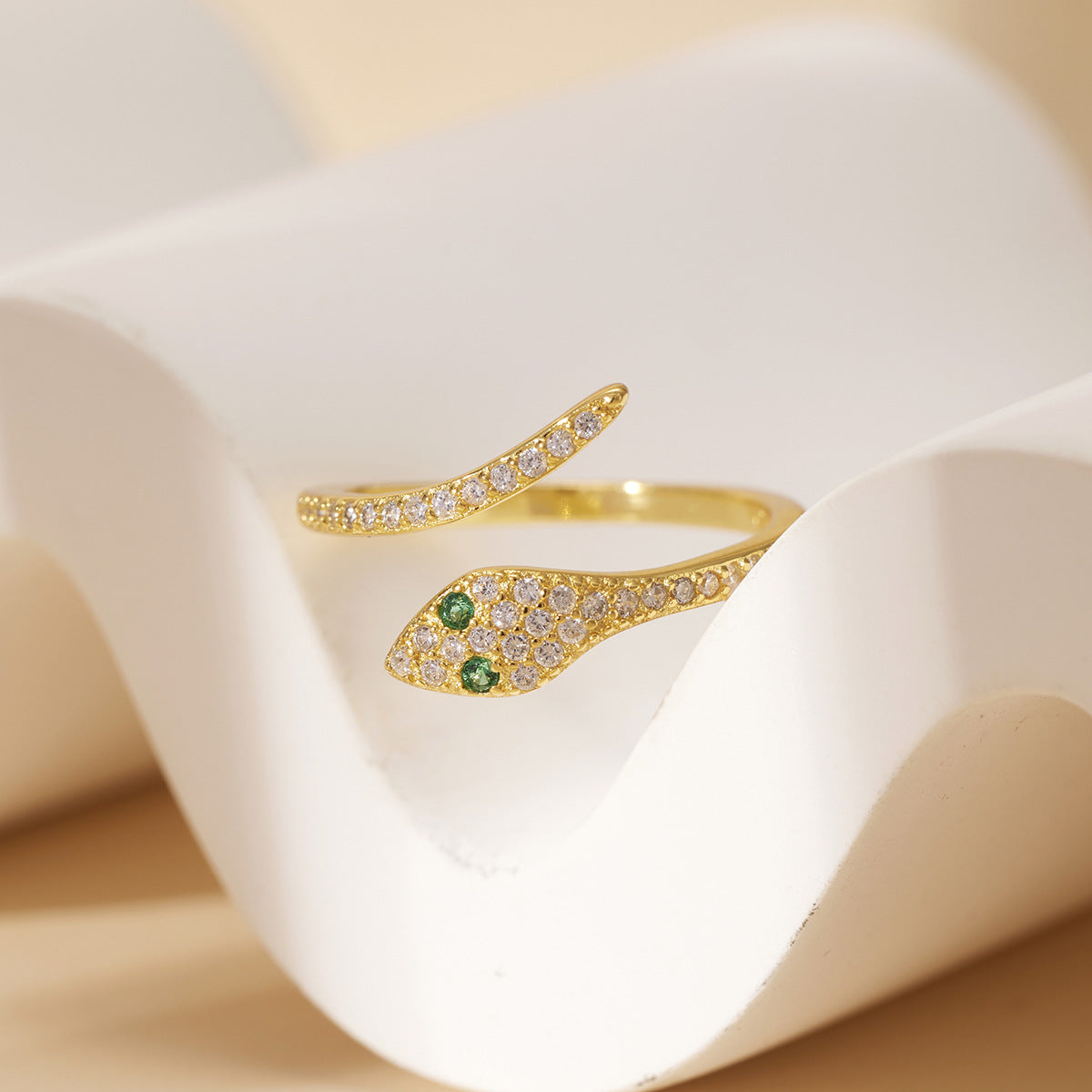 S925 Sterling Silver Green Zircon Snake Ring, European Fashion Colored Zircon Zodiac Snake Ring For Women