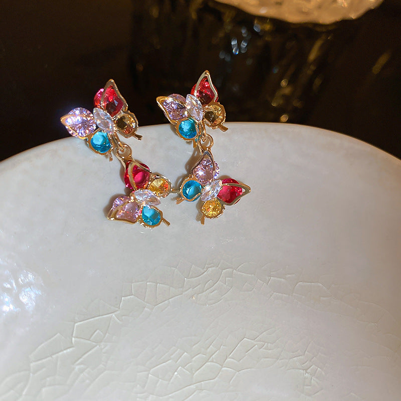 Geometric Pendant Earrings Women Vintage CZ Studs Retro Diamond Drop Fashion Jewelry