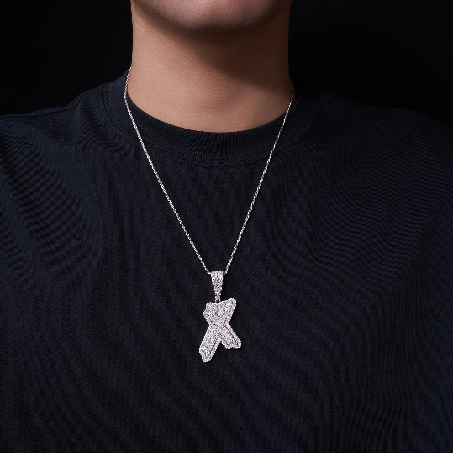 Fashion Style 26 Letters - K Set With Top Quality Morganite, Luxurious And Fashionable Minimalist Trend Jewelry Silver Pendant Necklace, Made Of S925 Silver Electroplated With Platinum.