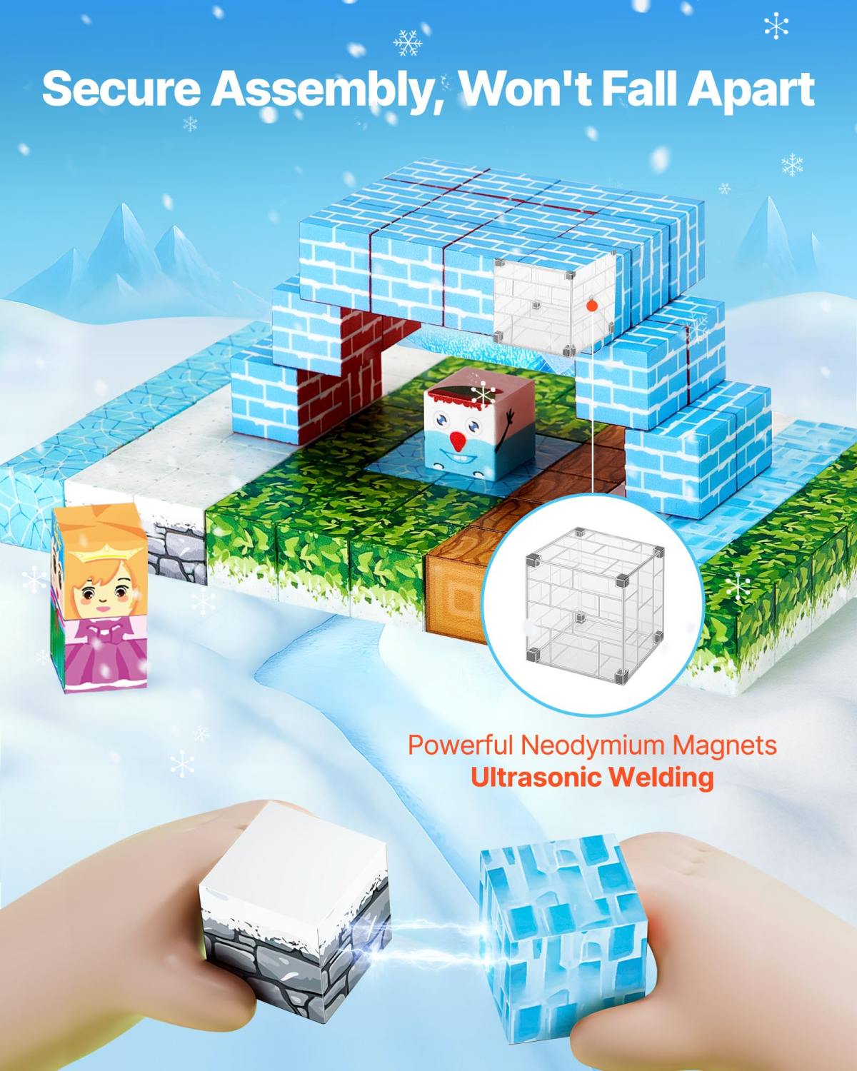 Magnetic Blocks 150 PCS Glacier Castle Set STEM Montessori Sensory Toys