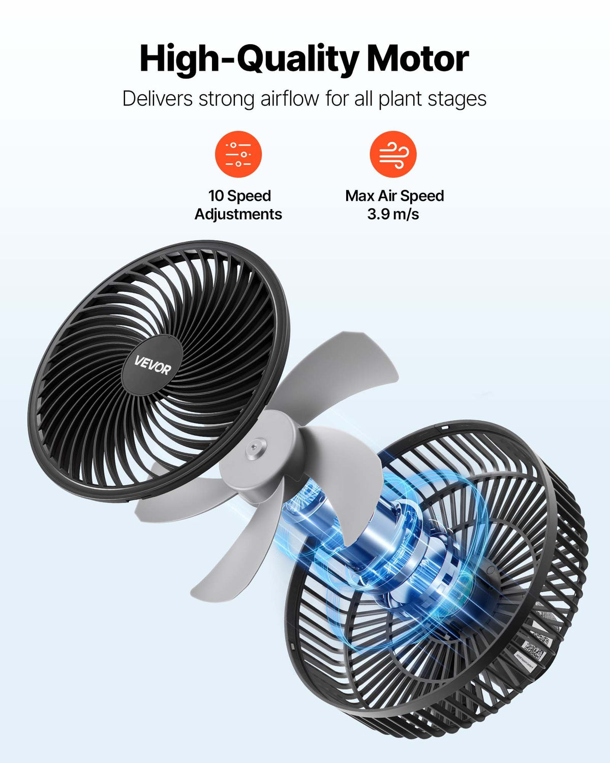 Plant Fan, Grow Tent Clip On Fan Rechargeable, USB Port With 9 Speeds & Circulation Mode, Smart Control, Powerful Oscillating, Long Runtime For Hydroponics Circulation Cooling, Black, 1 Pack