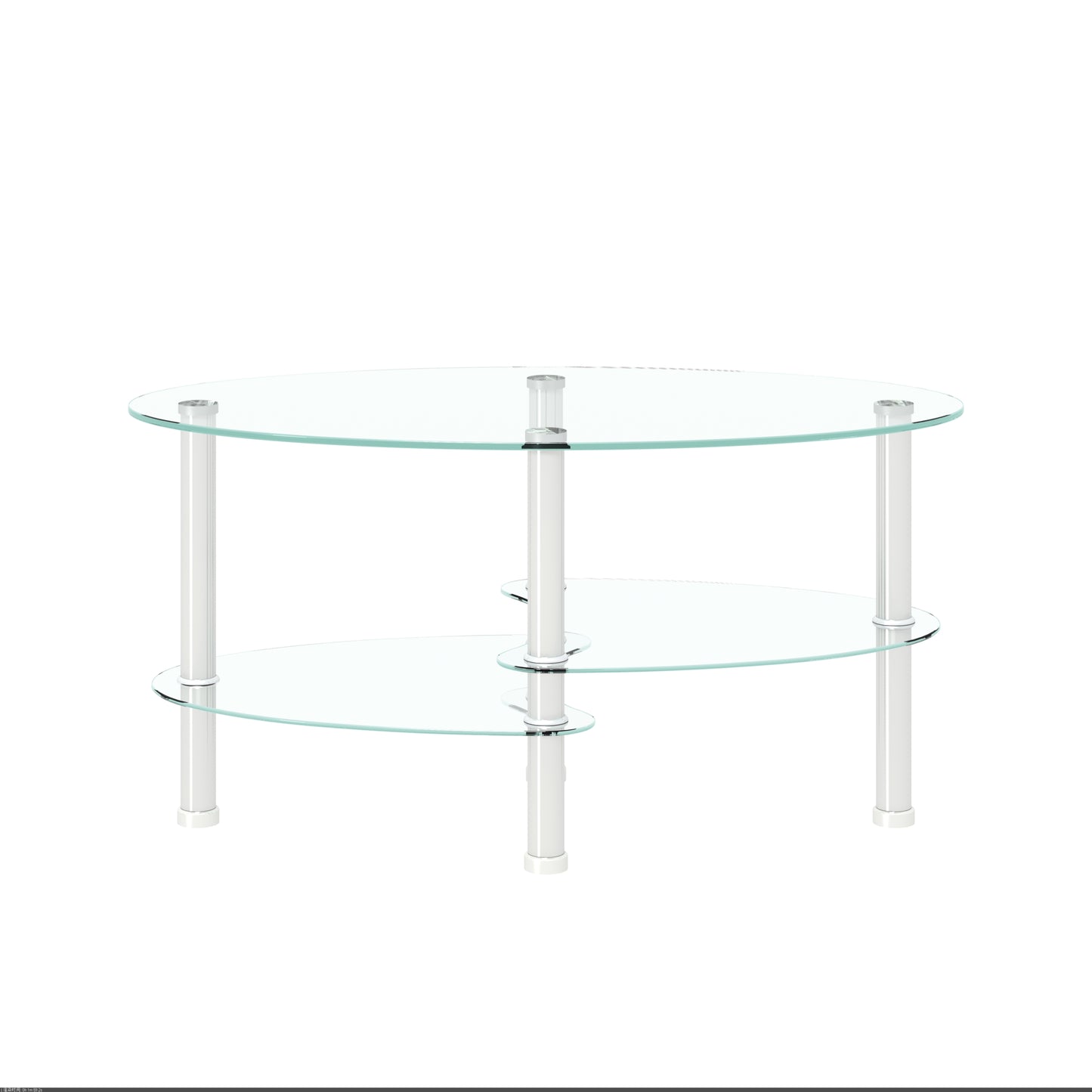 Transparent Oval Glass Coffee Table, Modern Table With Stainless Steel Leg, Tea Table 3-layer Glass Table For Living Room
