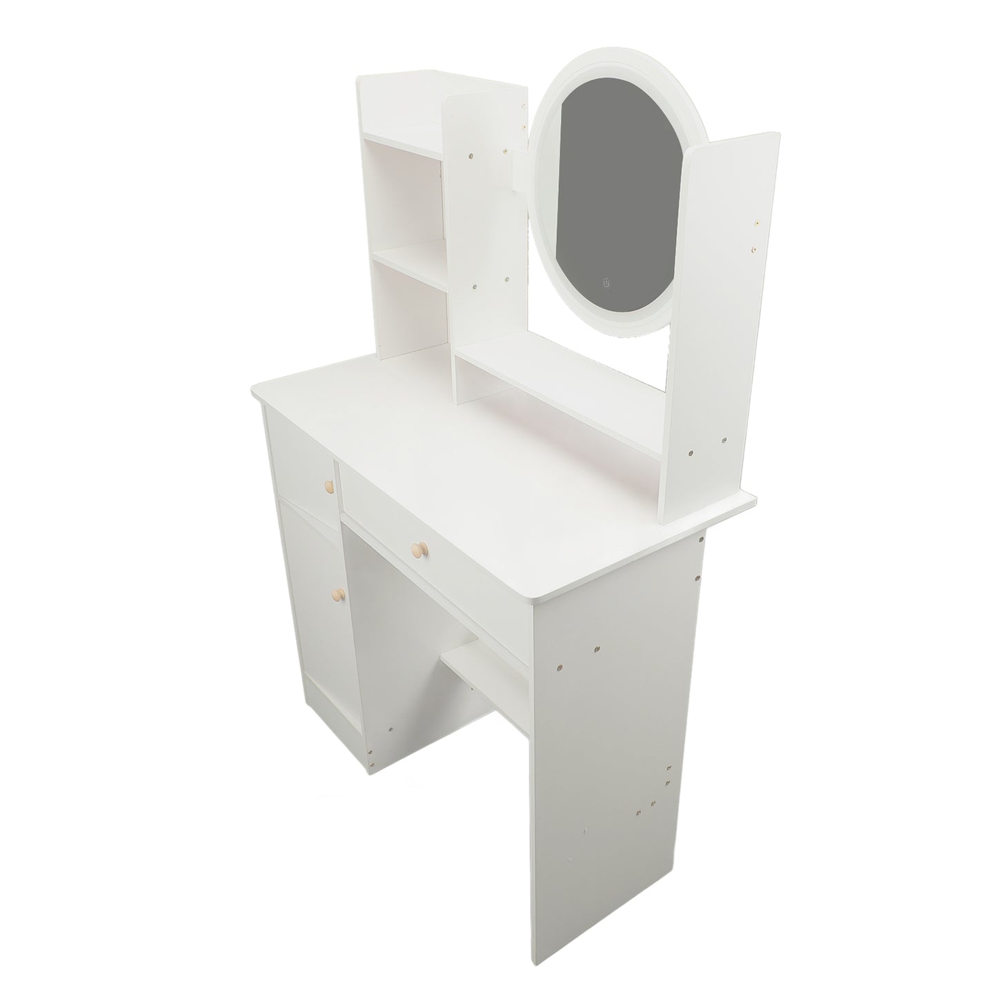 Vanity Desk With Mirror And Lights Multifunction Modern Lighted Mirror Makeup Vanity Table With 2 Drawers For Bedroom