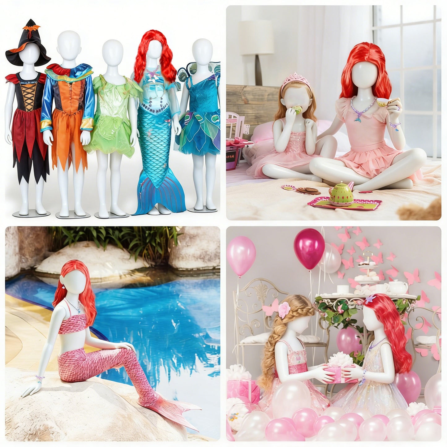 16-Piece Princess Accessories Set With Red Hair & Jewelry For Theme Parties And Costumes – Party Accessories Set