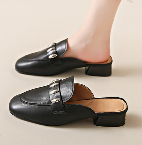 New Summer Black Fashion Fairy Style Comfortable One Strap Mule Slippers For Women Wear Outdoor Ladies Shoes