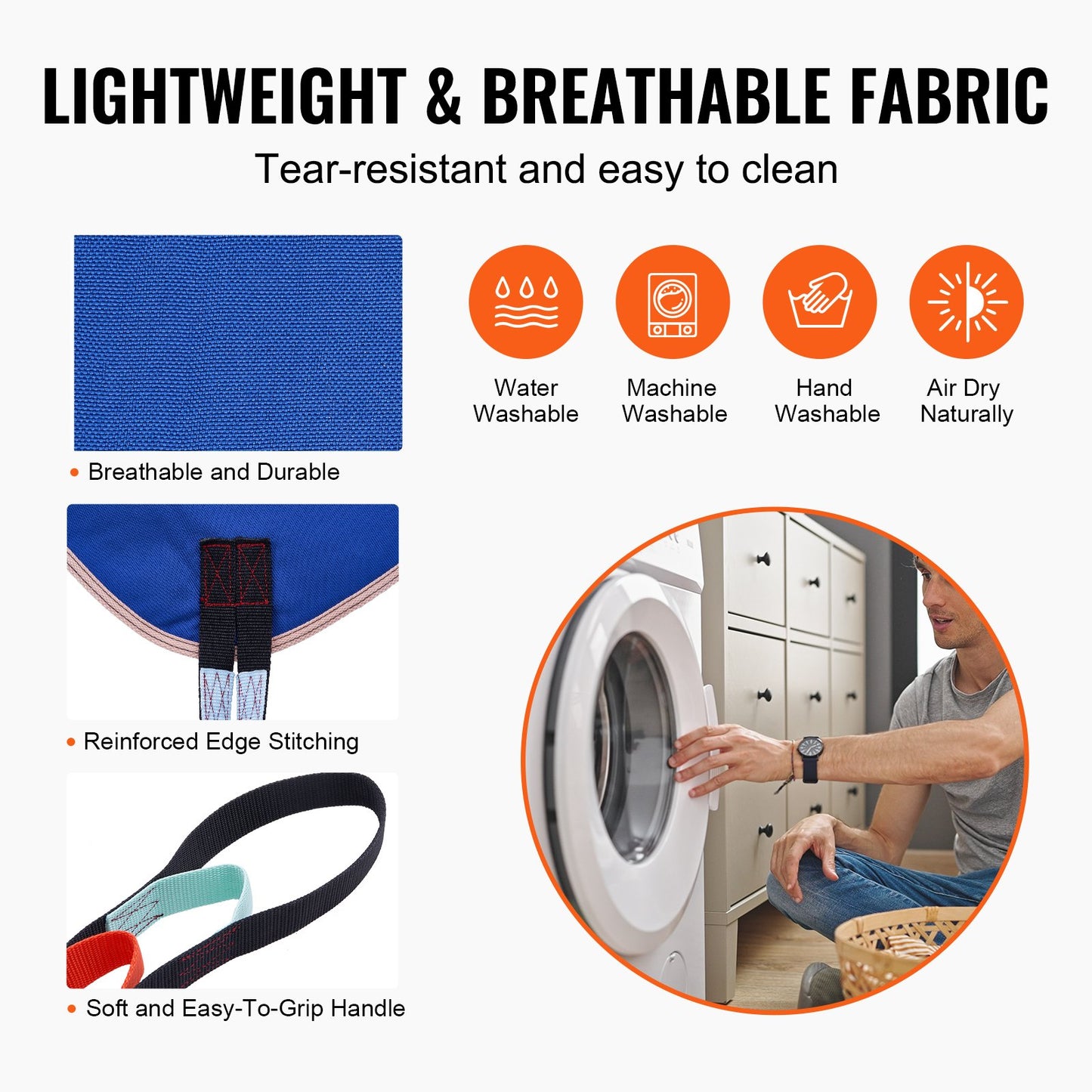 Universal Full Body Patient Lift Sling - Medium, Patient Lift Medical Sling For Easy Transfer And Bathing, Polyester Patient Aid Transfer Sling For Elderly, Disabled, Bedridden, 600LBS Capacity