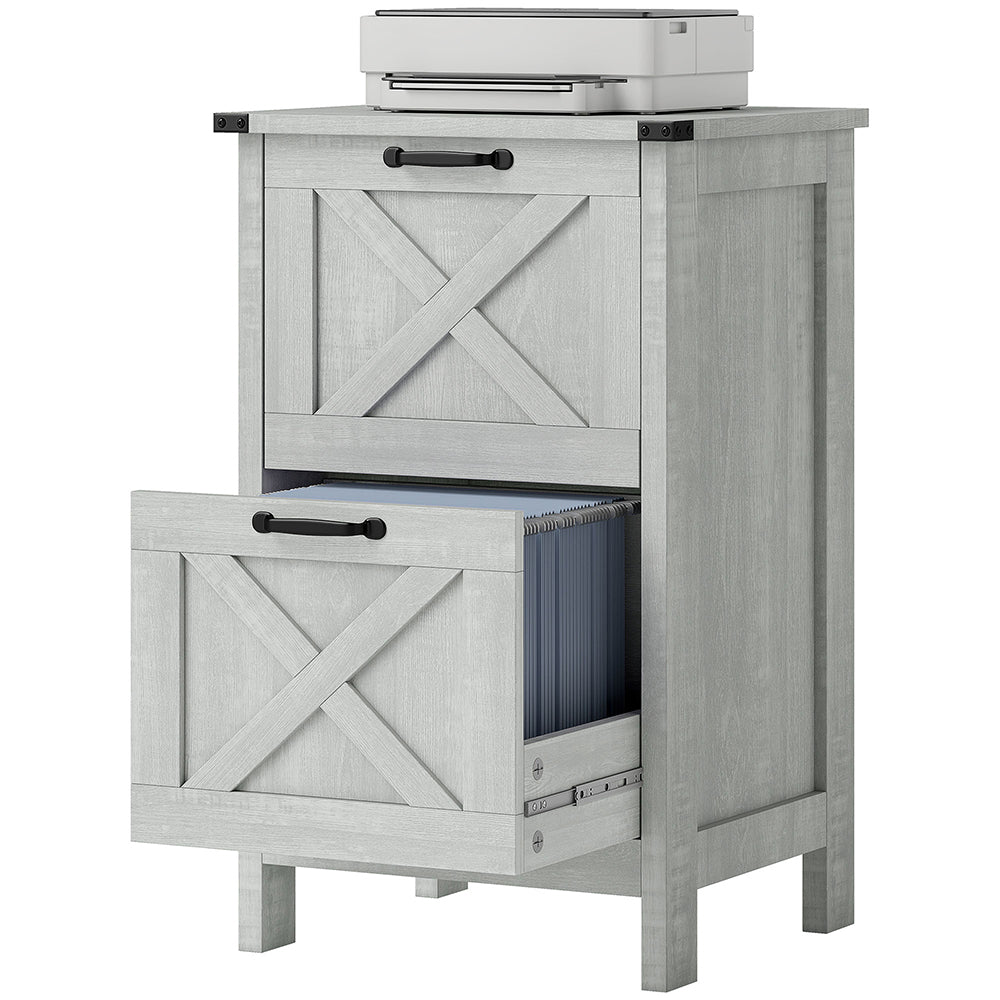 Vertical File Cabinet With 2 Drawers,Quality Drawer Slides Anti-tipping Device Rustic Farmhouse Office Storage Cabinet For A4, Letter Size, Distressed Light