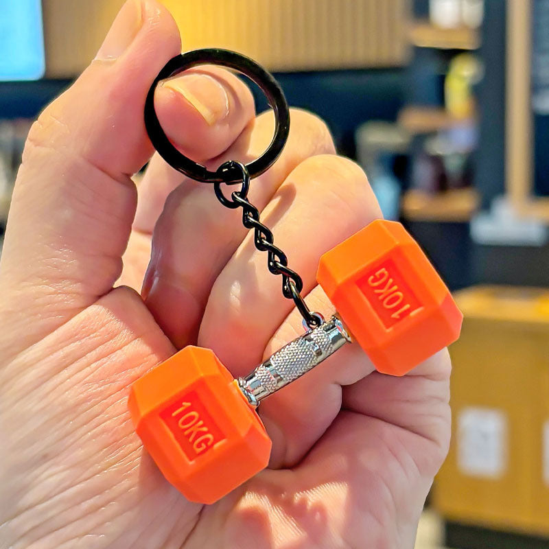 Creative Sports Fitness Series Metal Rod Dumbbell Keychain Pendant