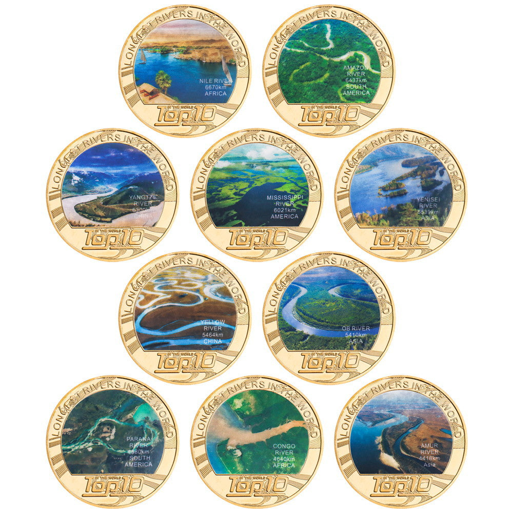 Top Ten Rivers Coin Badge Gift Commemorative Medal