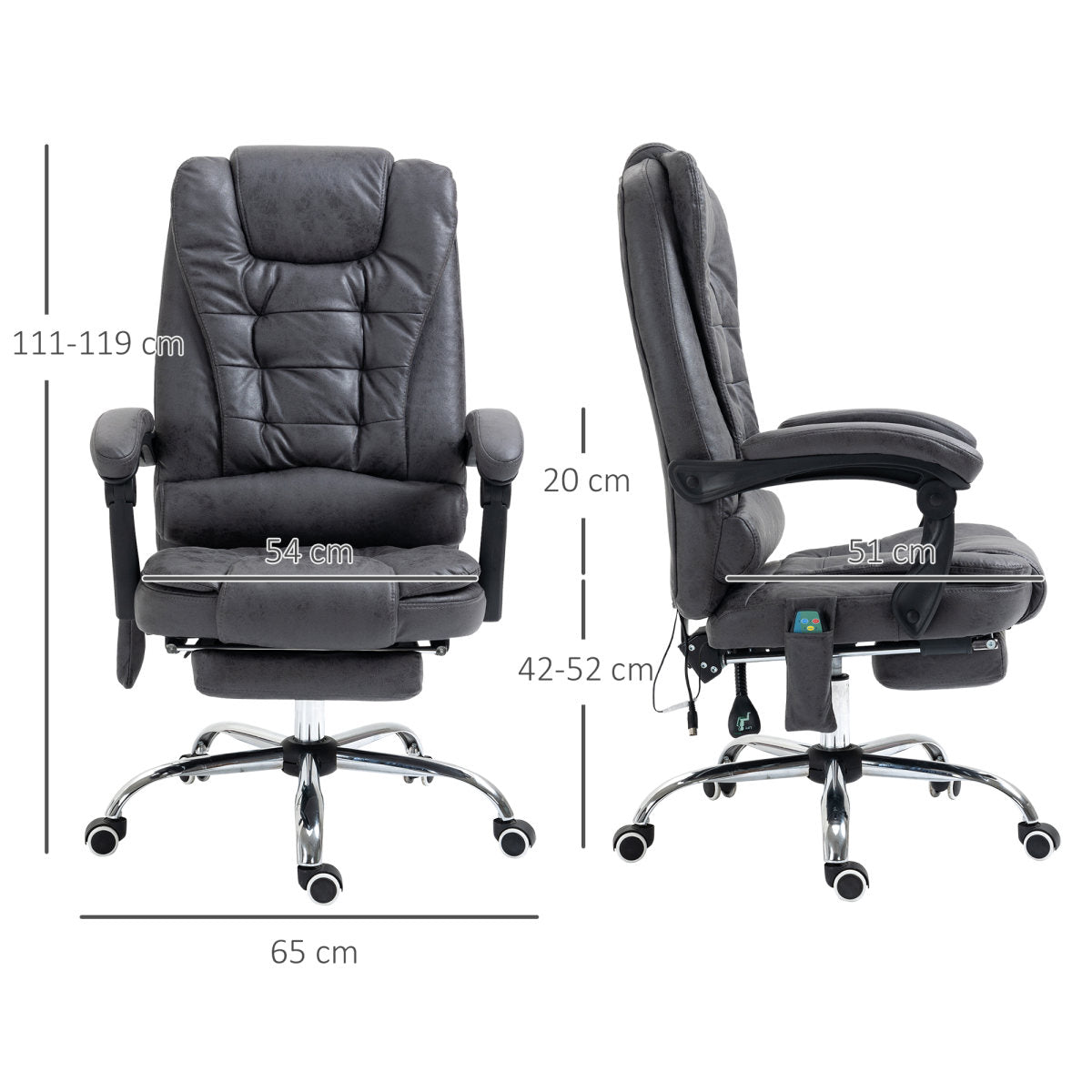 Vinsetto Heated 6 Points Vibration Massage Executive Office Chair Adjustable Swivel Ergonomic High Back Desk Chair Recliner With Footrest Dark Grey