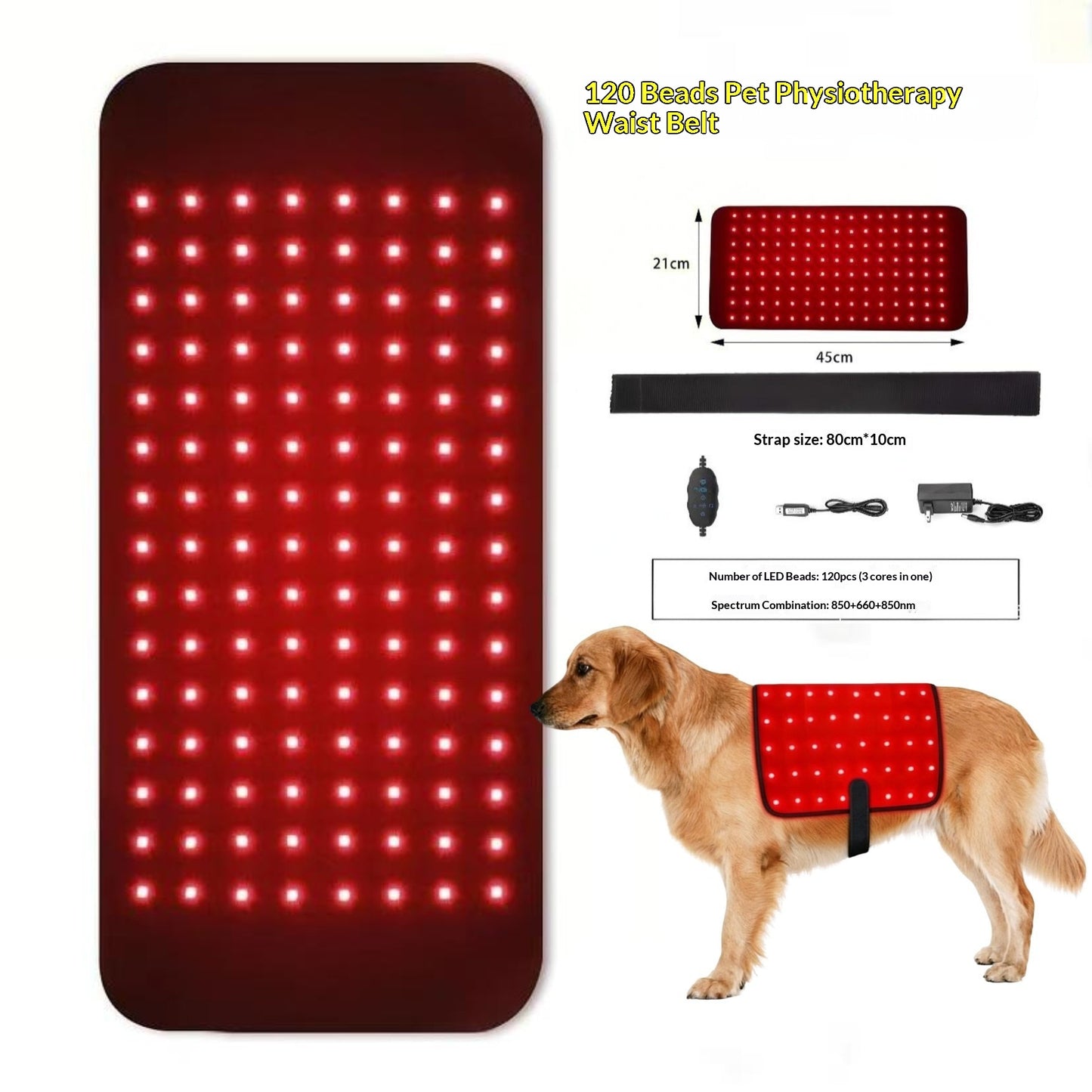 Full-Body Infrared Therapy Blanket For Pets Red Light Lumbar Belt For Senior Dogs And Cats
