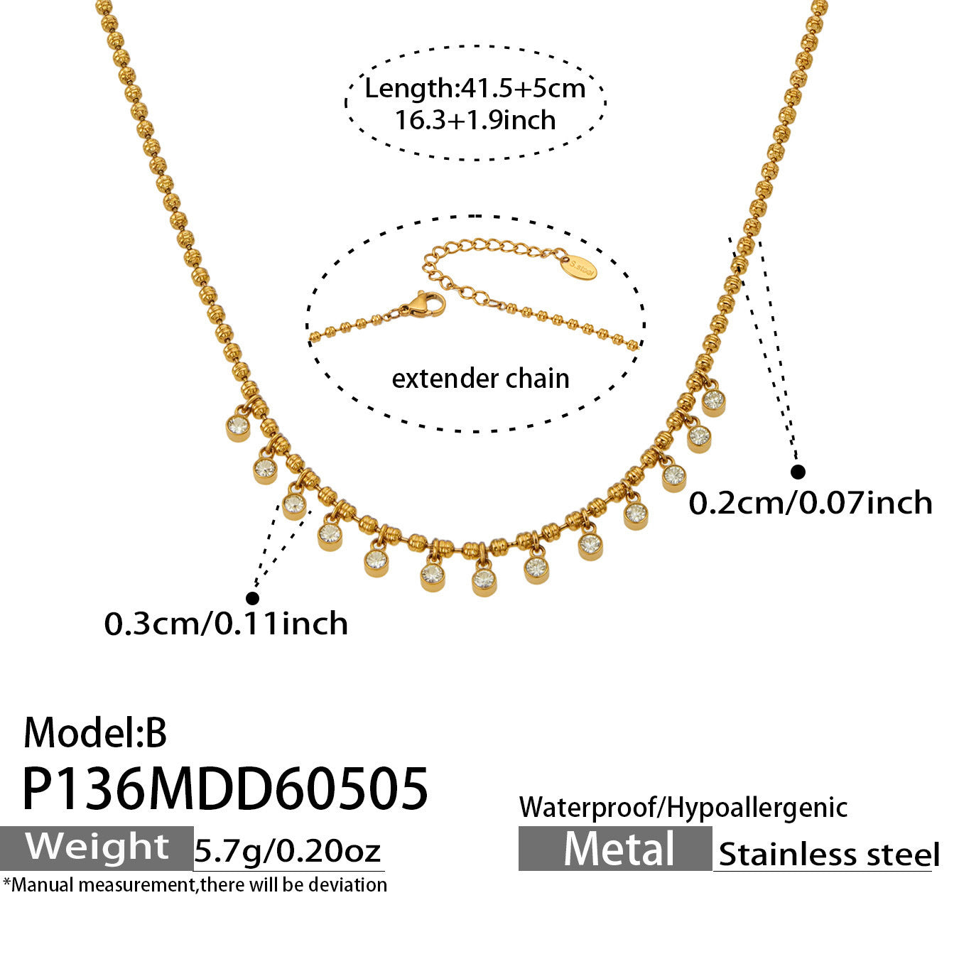 Fashionable New Colorful Zircon Tassel Choker Necklace