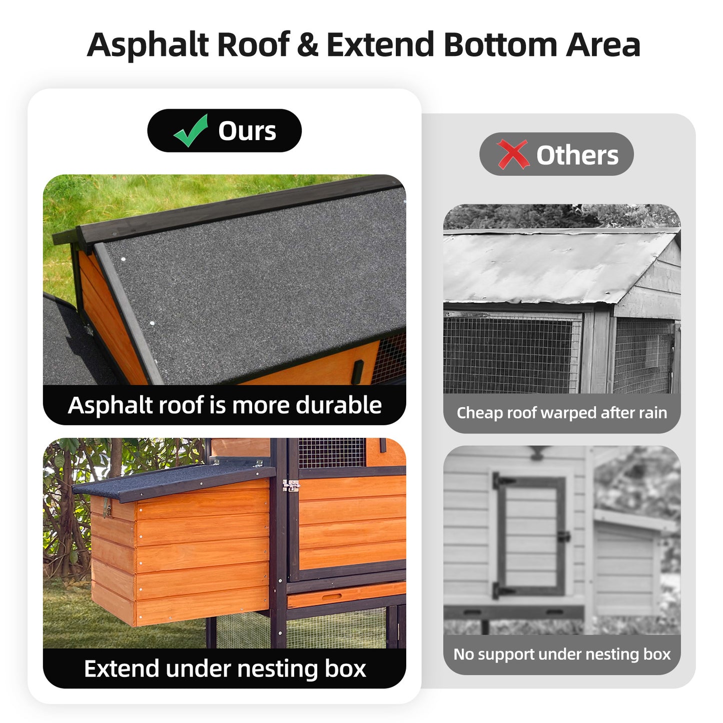 Prohibited Platform-Temu,brown Black Wooden Chicken Coop, Large Outdoor Hen House With Run And Nesting Box Poultry Cage, Rabbit Hutch, Waterproof Anti-UV Panel For Backyard