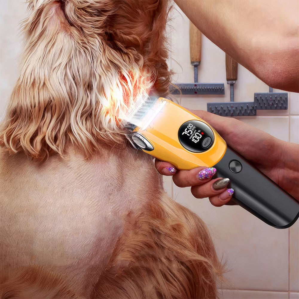 LCD Professional Dog Clippers Cordless Pet Trimmer Grooming Kit Thick Curly Coat