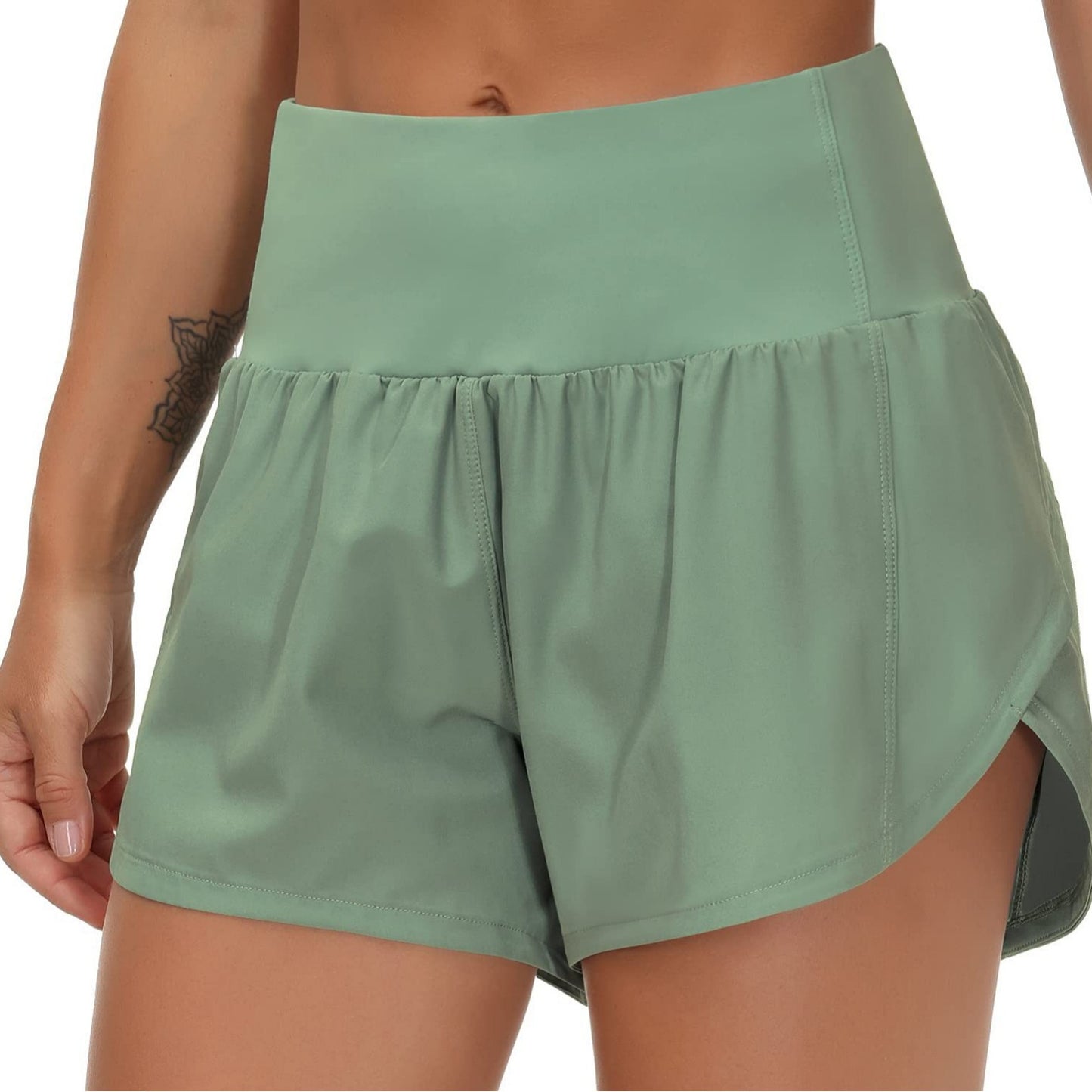 Cross-Border Hot Selling Summer New Style High-Waisted Outdoor Fitness Women's Sports Shorts With Zipper Pockets Elastic