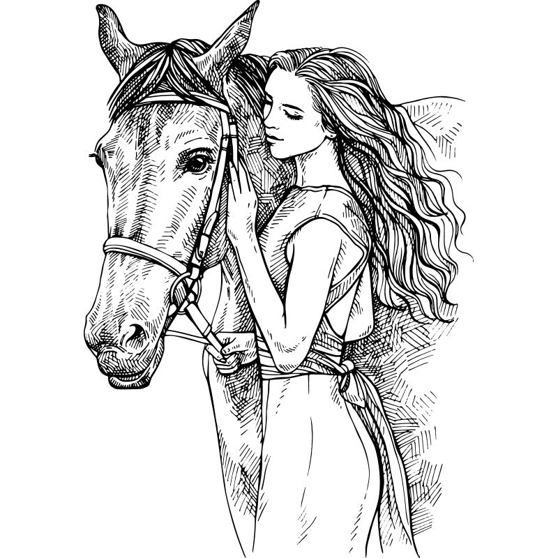 Family Sketch Steed Beauty Wall Sticker