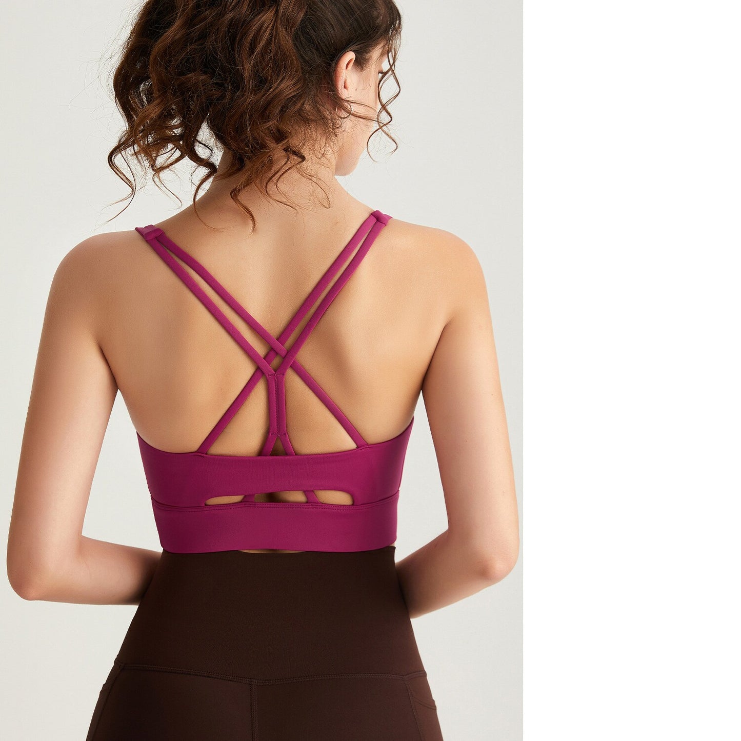 Women's Summer Sports Bra, Shockproof & Breathable Yoga Top With Hollow Cross Straps And Back Beauty Design