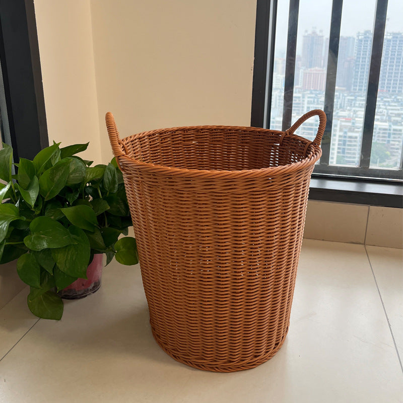 Woven Rattan Hand-braided Laundry Basket Storage Bin Rattan-style For Home Use