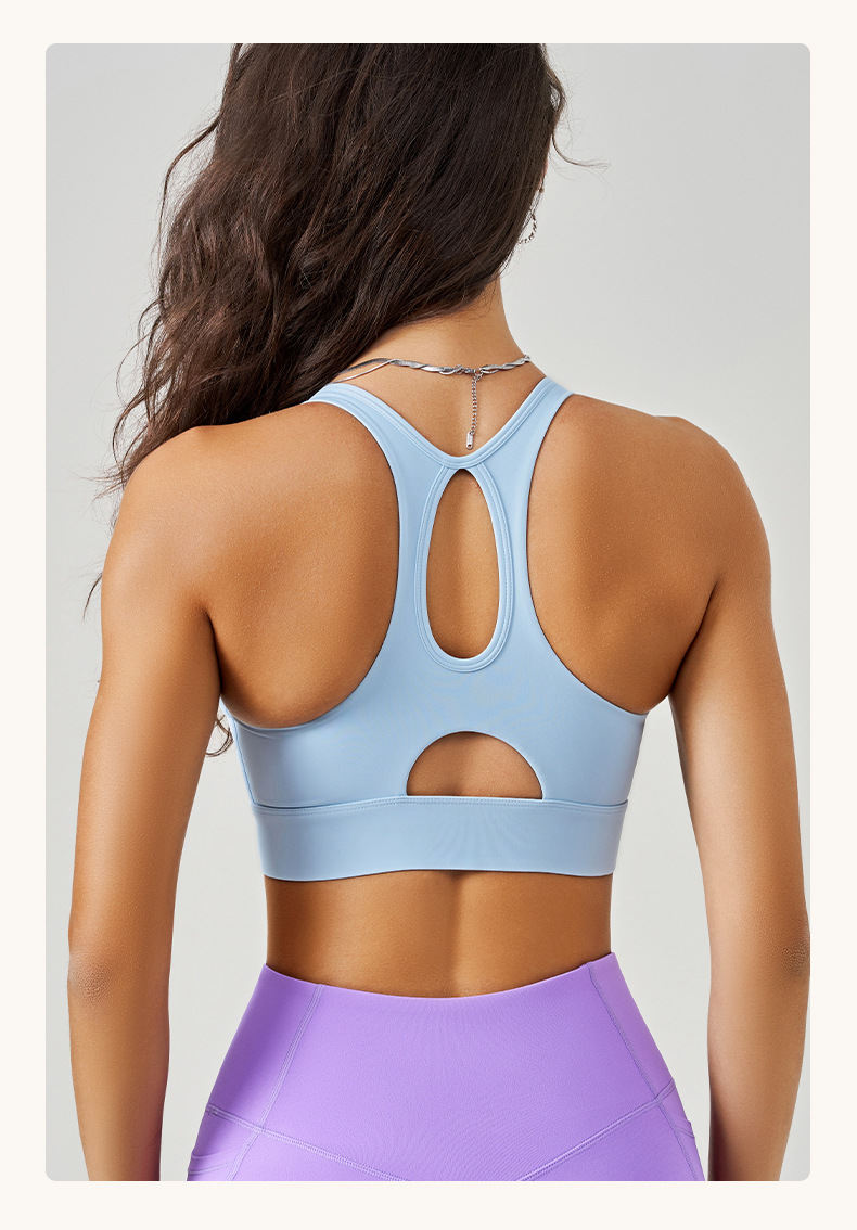New Spring & Summer Front Zipper Yoga Bra, Back Support High Impact Shockproof Running Vest, Integrated Sports Yoga Top