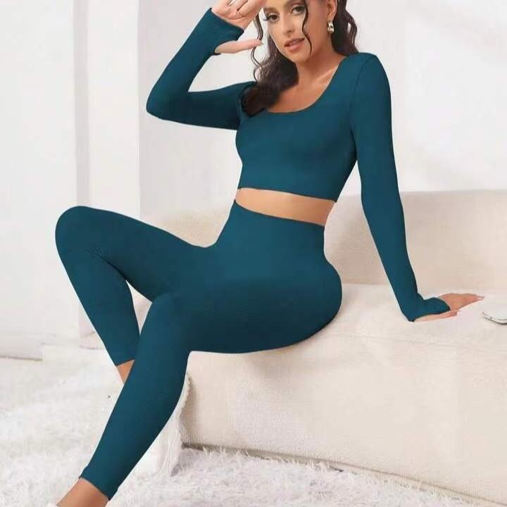 New Thread Seamless Long Sleeve Hip Lifting Trousers Yoga Suit