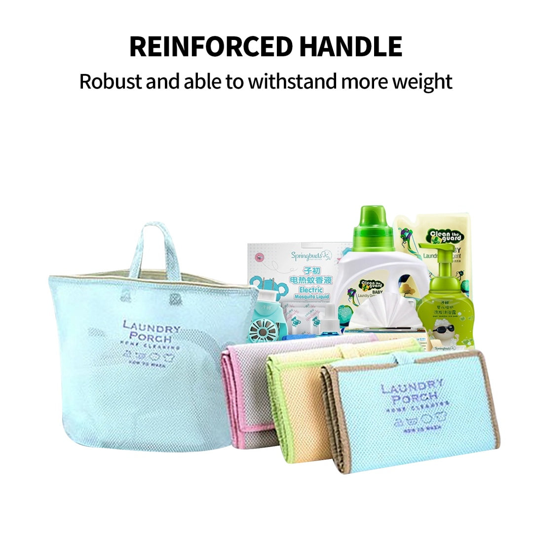 Portable Bath Hanging Mesh Bag Organizer Storage Handbag Toiletry Bag Blue
